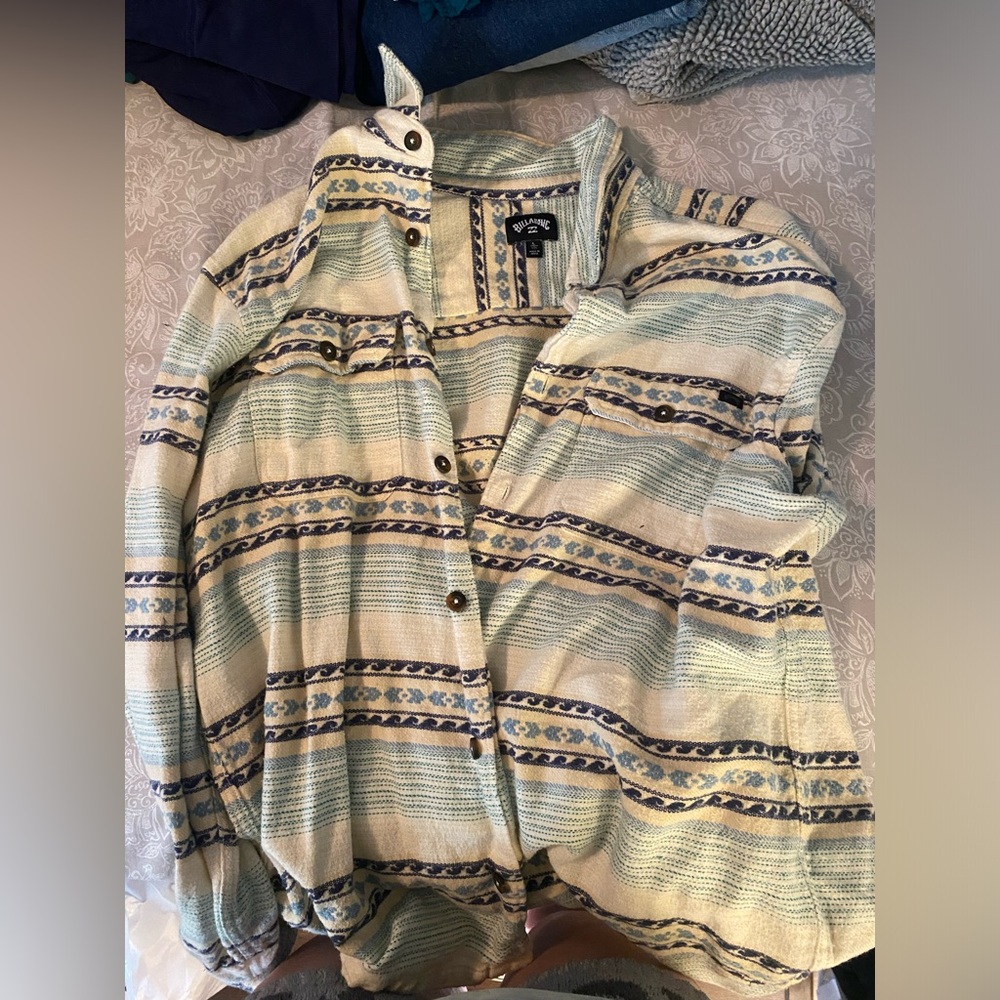 Blue western Aztec cotton button up size large